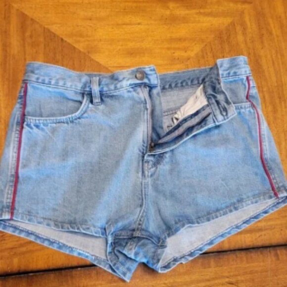 Free People Denim Shorts with Red Stripe Detail - Picture 1 of 4